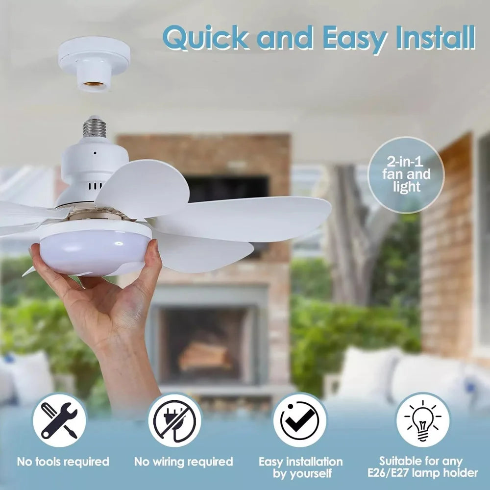 Ceiling Socket Fan Light With Remote And 40W Dimmable LED