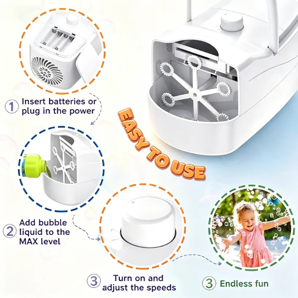 Kids Safe Automatic Bubble Blower Machine Portable Electric Toy