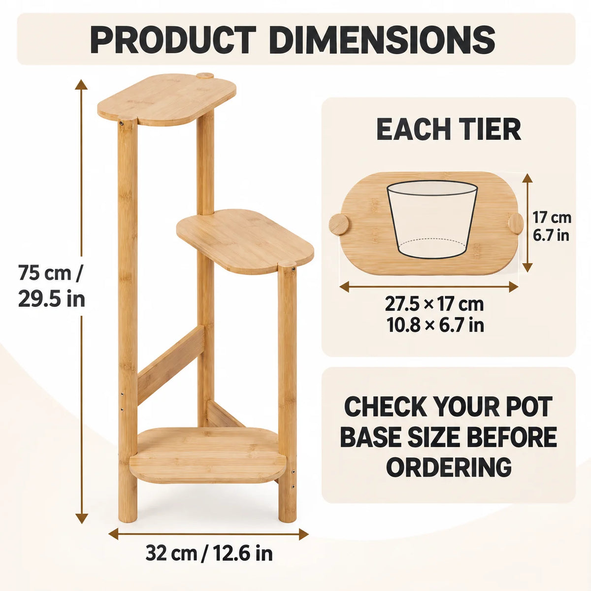 Wisfor 3 Tier Bamboo Corner Plant Stand Indoor Flower Pot Shelf