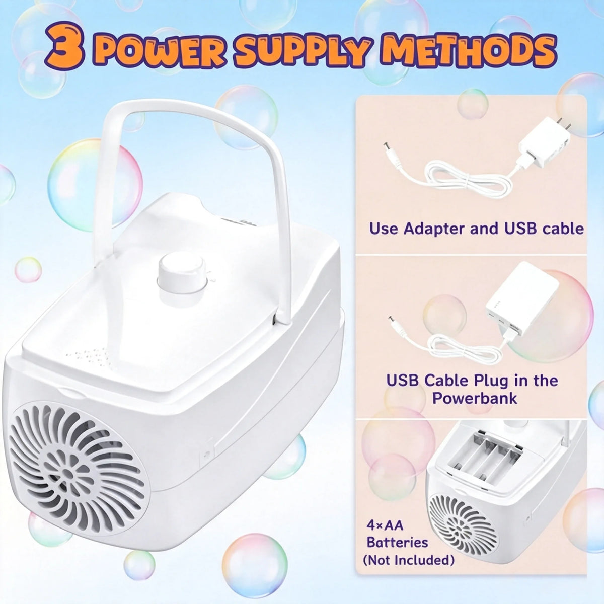 Kids Safe Automatic Bubble Blower Machine Portable Electric Toy