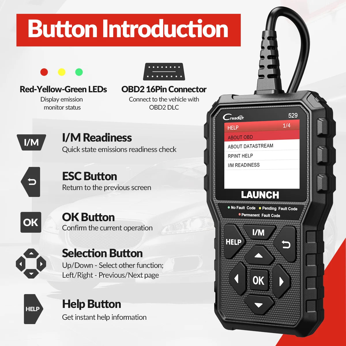 Launch Creader CR529 OBD2 Auto Diagnostic Code Reader