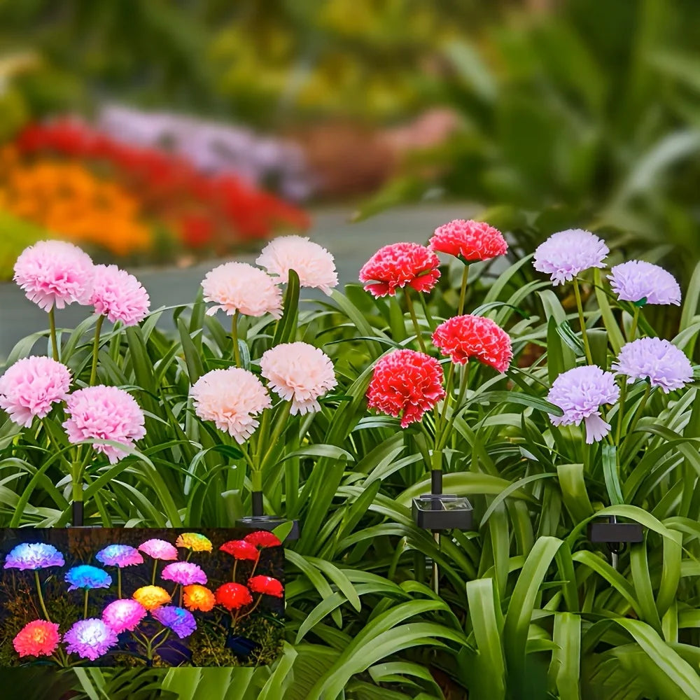 KPSTEK Solar Garden Lights With Waterproof Carnation Flower Design