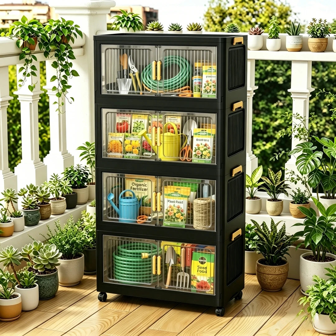 Waterproof Foldable Outdoor Storage Cabinet For Garden Tools With Locks