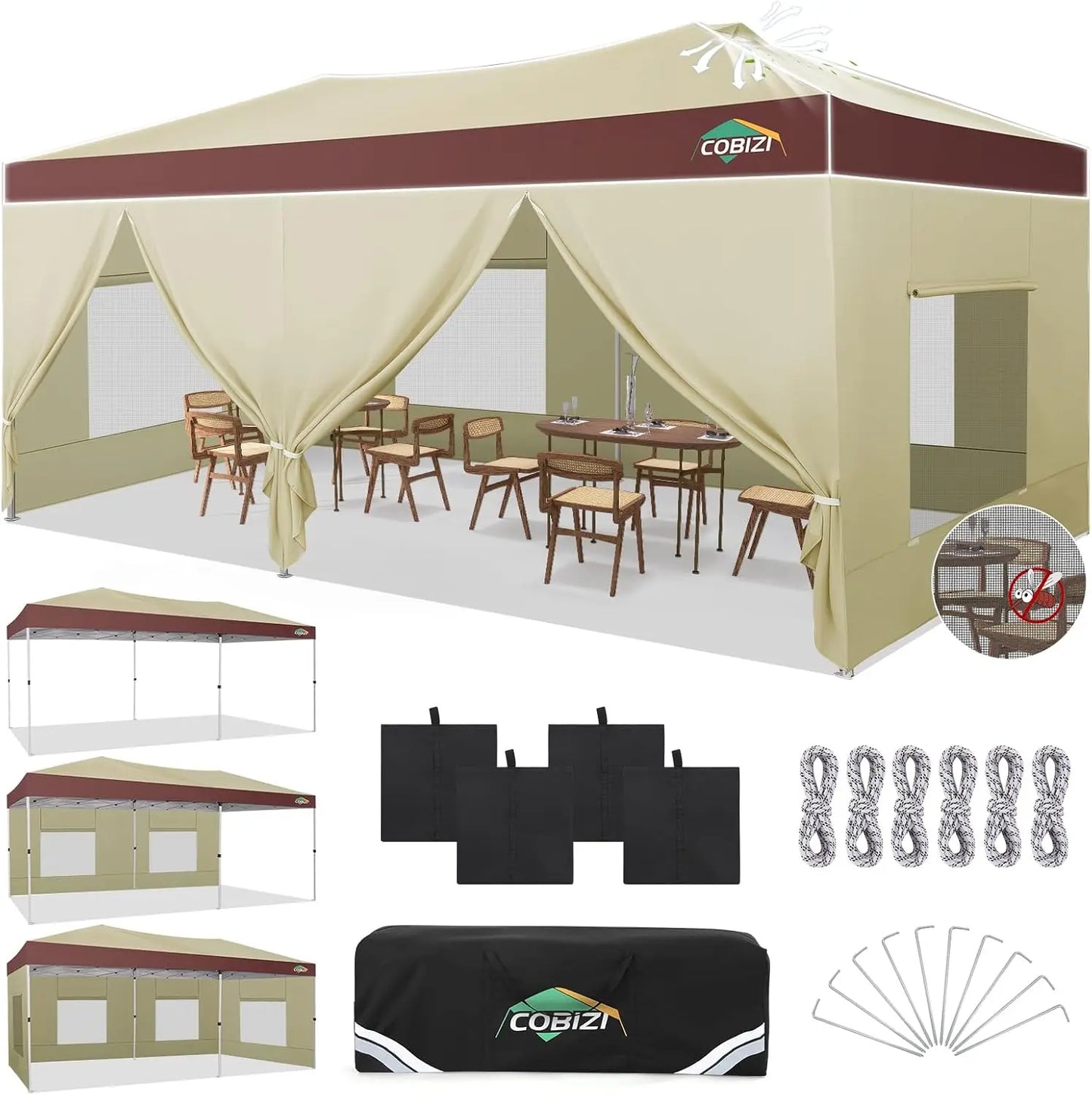Tooluck Pop Up Canopy Outdoor Gazebo Tent With Side Panels