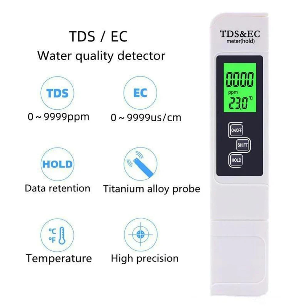 2PCS Digital TDS Meter Water Quality Tester 0-9990 PPM, Portable Drinking Water Test Pen for Tap Water, RO Filter, Aquarium, Pool, Hydroponics & Home Water Testing