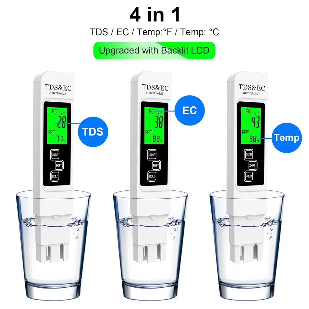 2PCS Digital TDS Meter Water Quality Tester 0-9990 PPM, Portable Drinking Water Test Pen for Tap Water, RO Filter, Aquarium, Pool, Hydroponics & Home Water Testing