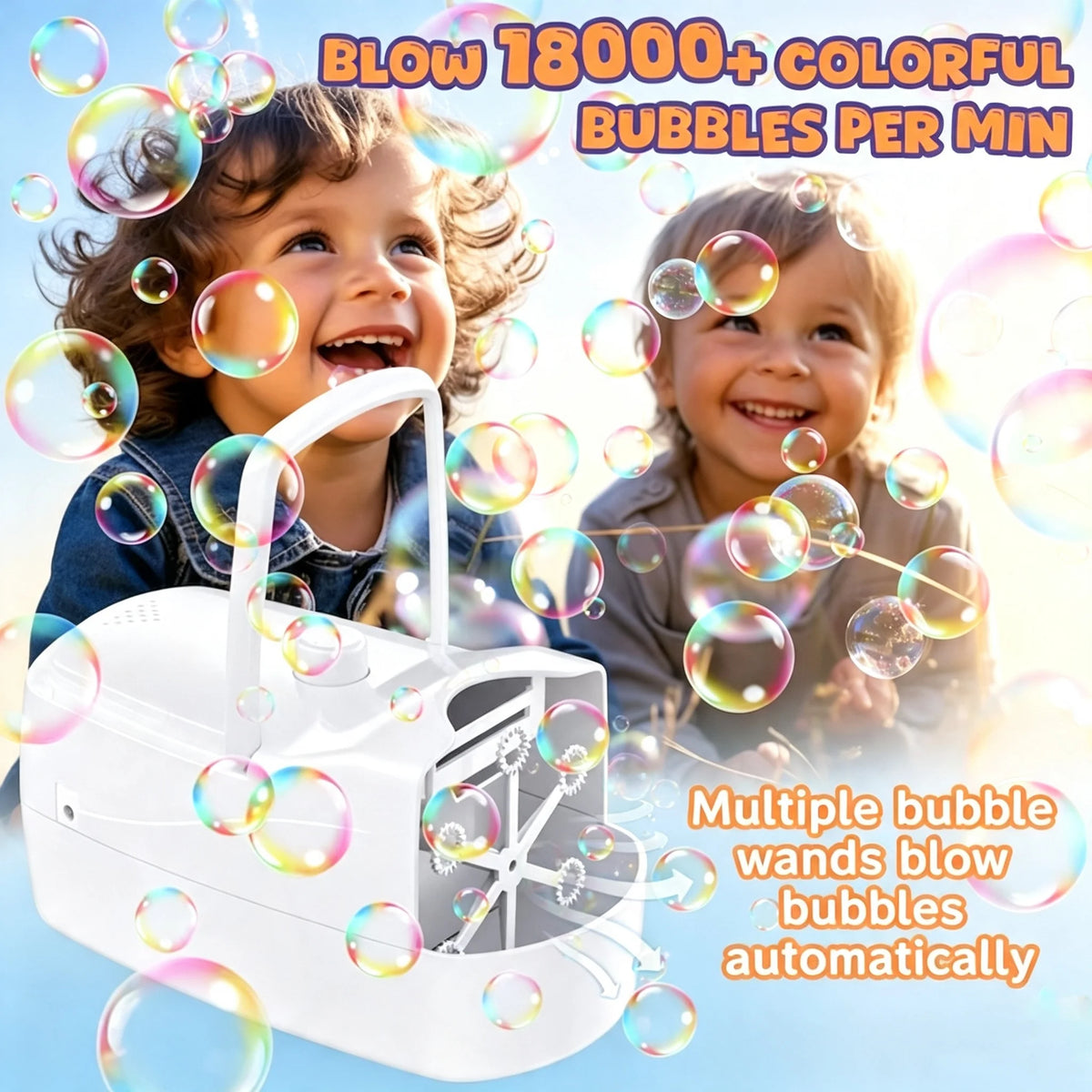 Kids Safe Automatic Bubble Blower Machine Portable Electric Toy