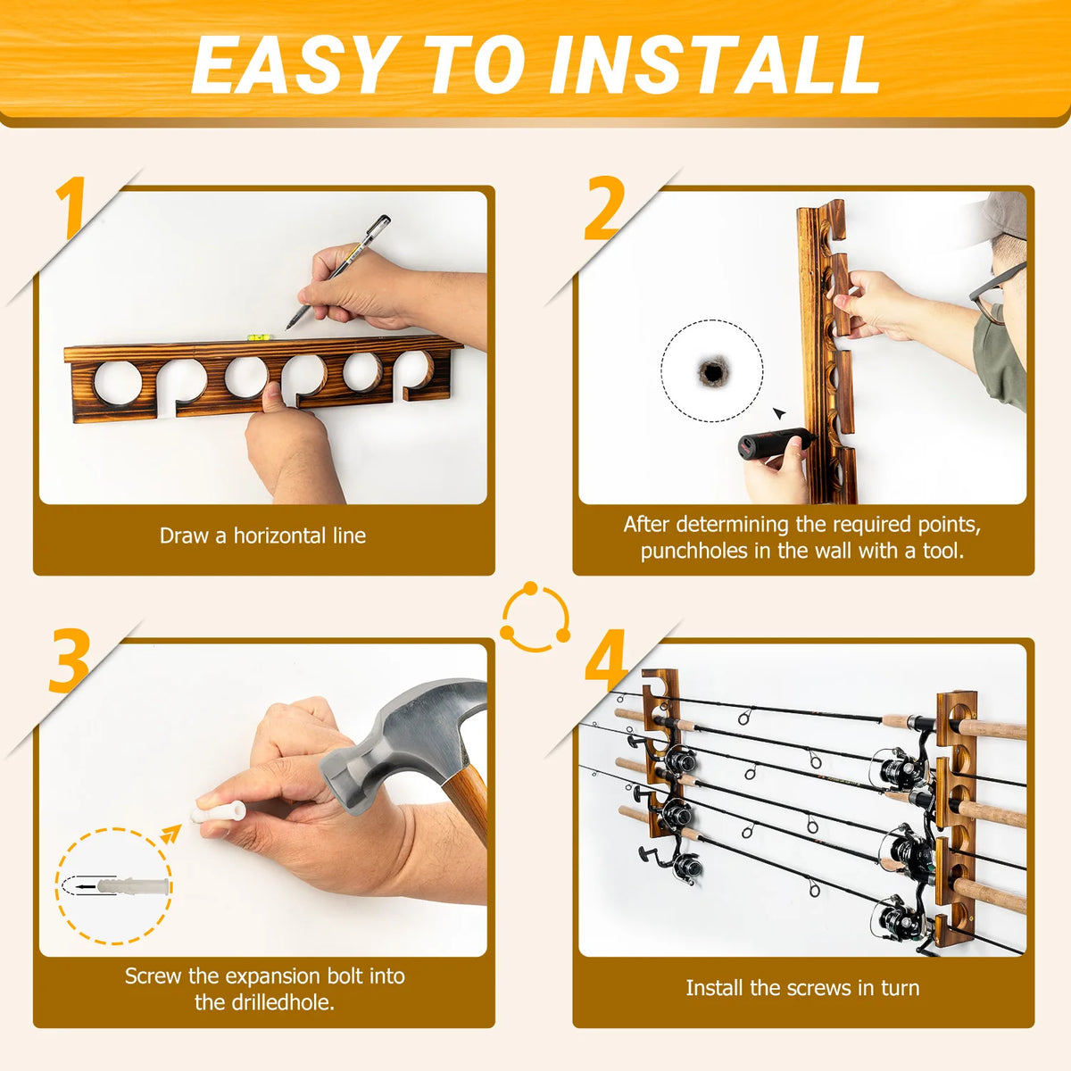 Ghosthorn Wall Ceiling Mounted Fishing Rod Rack Storage Organizer