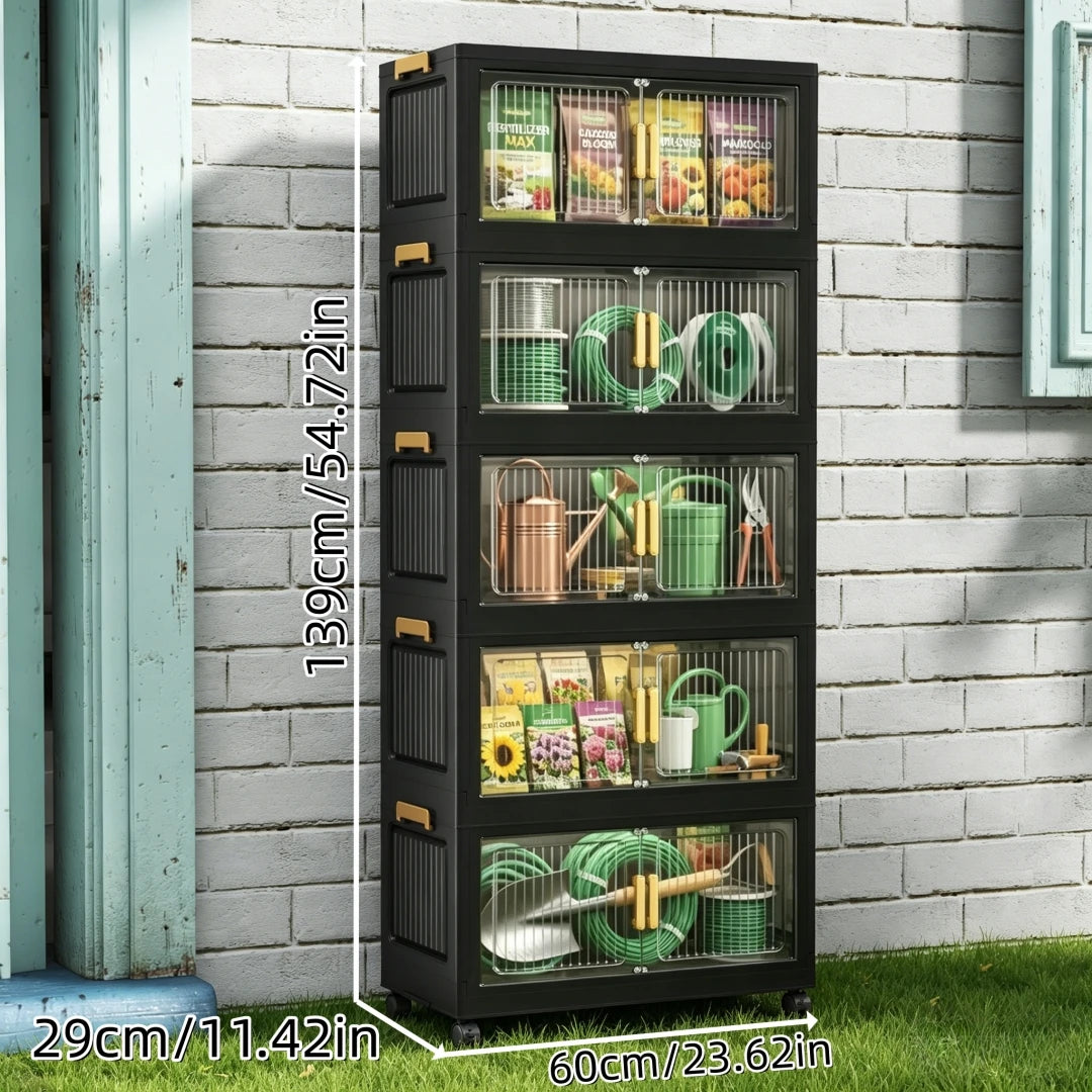 Waterproof Foldable Outdoor Storage Cabinet For Garden Tools With Locks