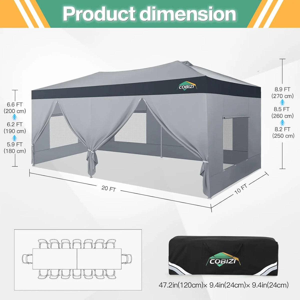 Tooluck Pop Up Canopy Outdoor Gazebo Tent With Side Panels