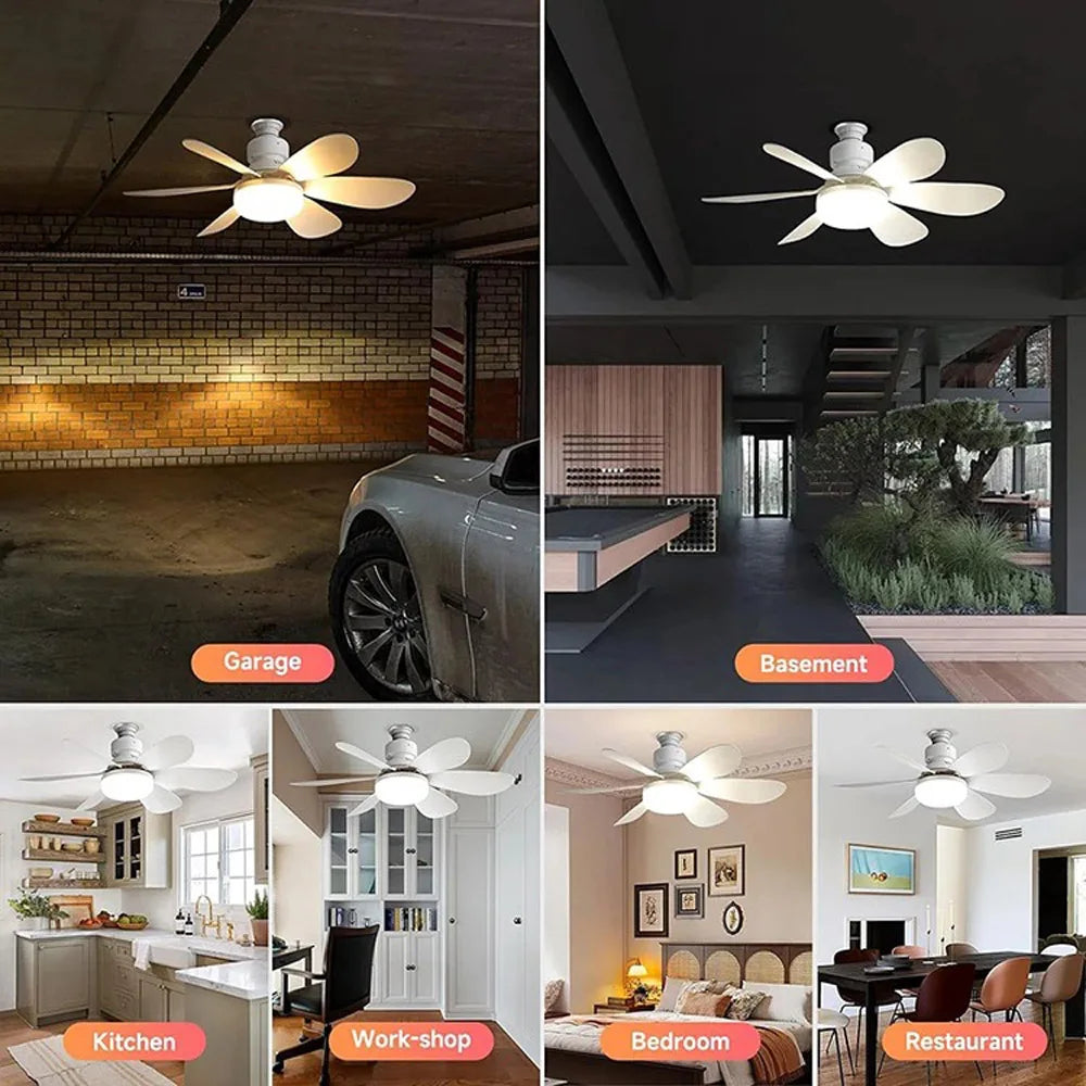 Ceiling Socket Fan Light With Remote And 40W Dimmable LED
