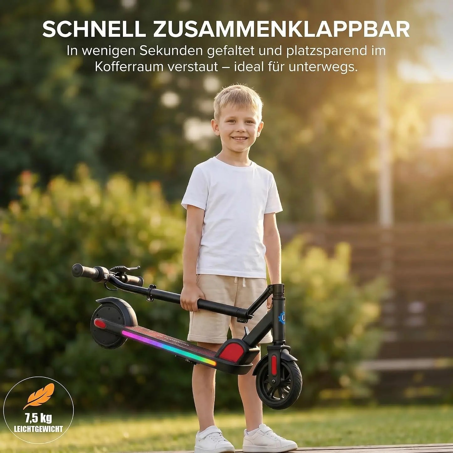 CAROMA Kids Electric Scooter Foldable 150W Motor With Safety Lights