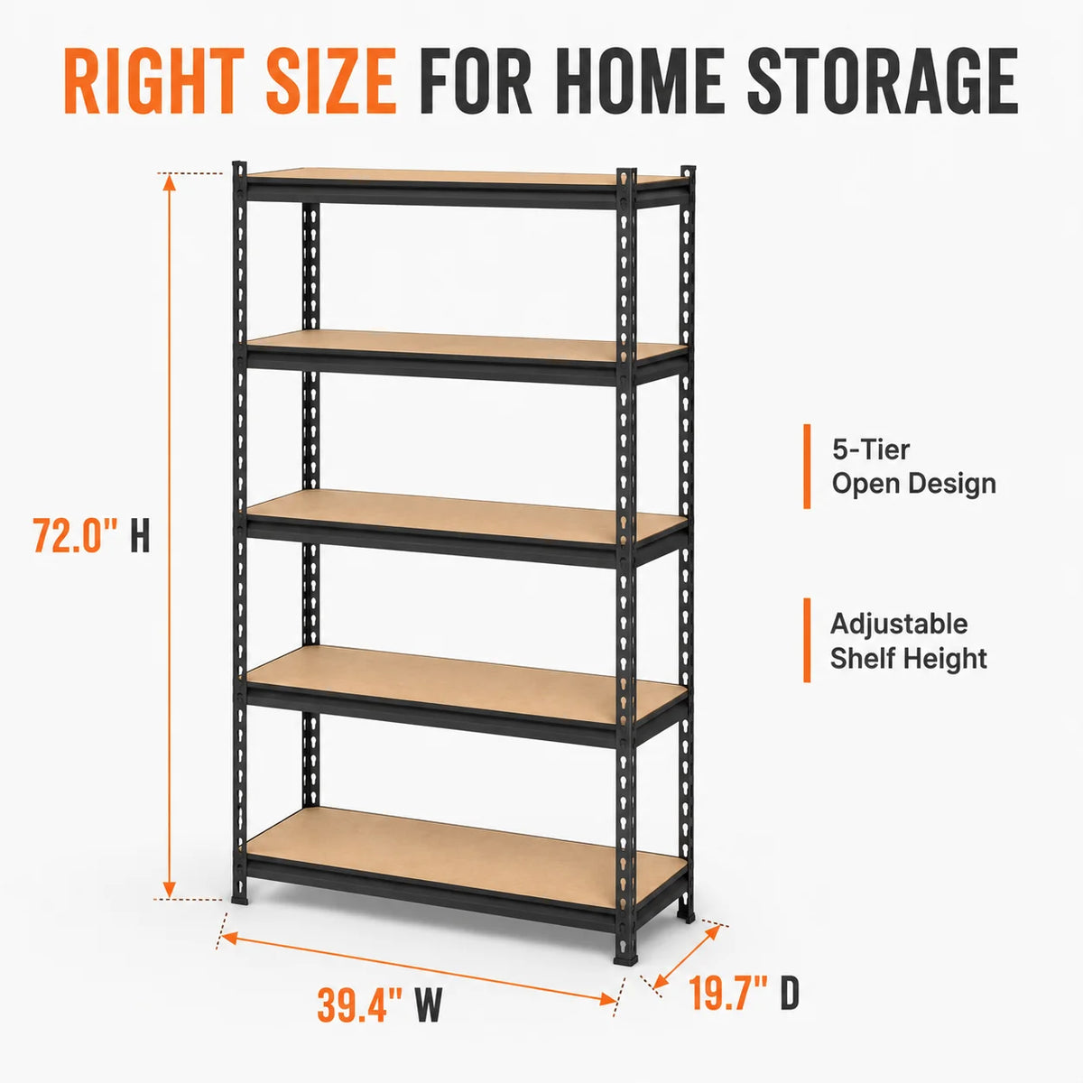 Heavy Duty Adjustable Metal Storage Rack With Mdf Shelves