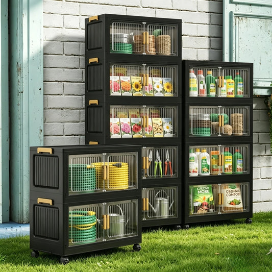 Waterproof Foldable Outdoor Storage Cabinet For Garden Tools With Locks
