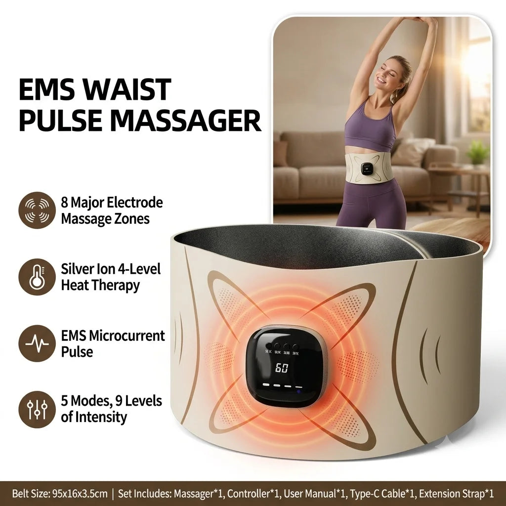 Jitesy EMS Heating Waist Massager Belt For Abdominal Muscle Stimulation