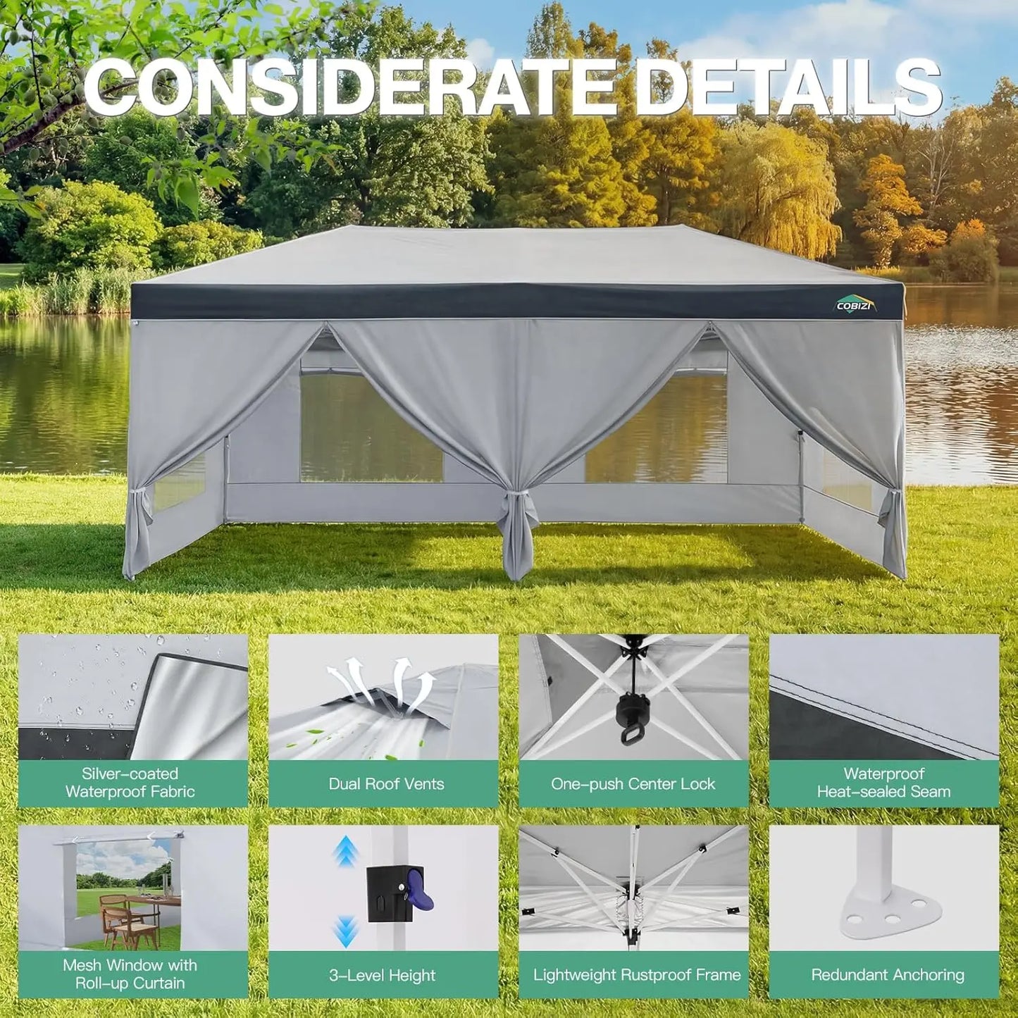 Tooluck Pop Up Canopy Outdoor Gazebo Tent With Side Panels