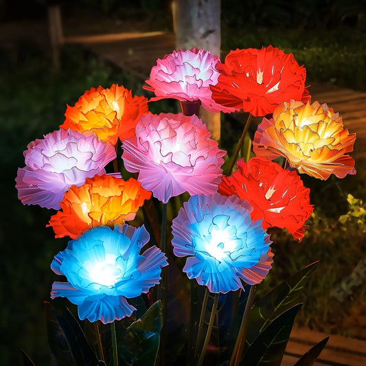 KPSTEK Solar Garden Lights With Waterproof Carnation Flower Design