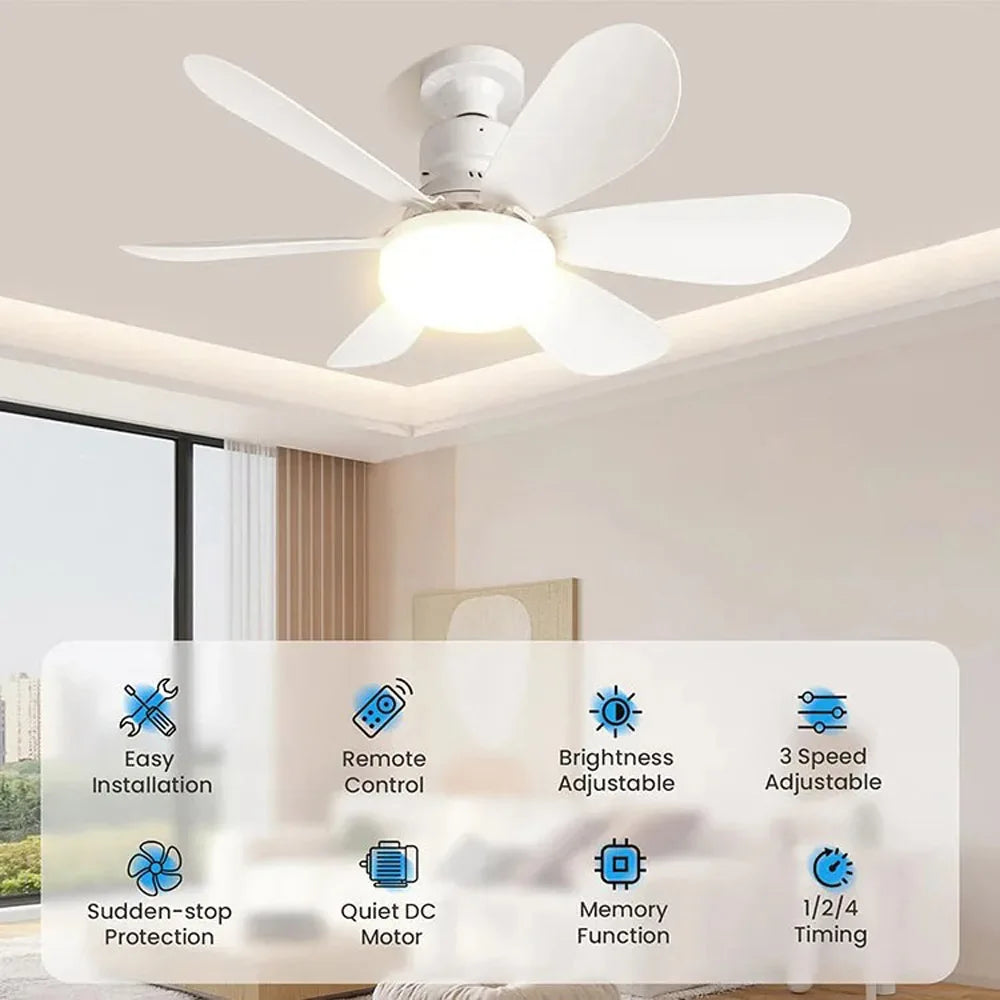 Ceiling Socket Fan Light With Remote And 40W Dimmable LED