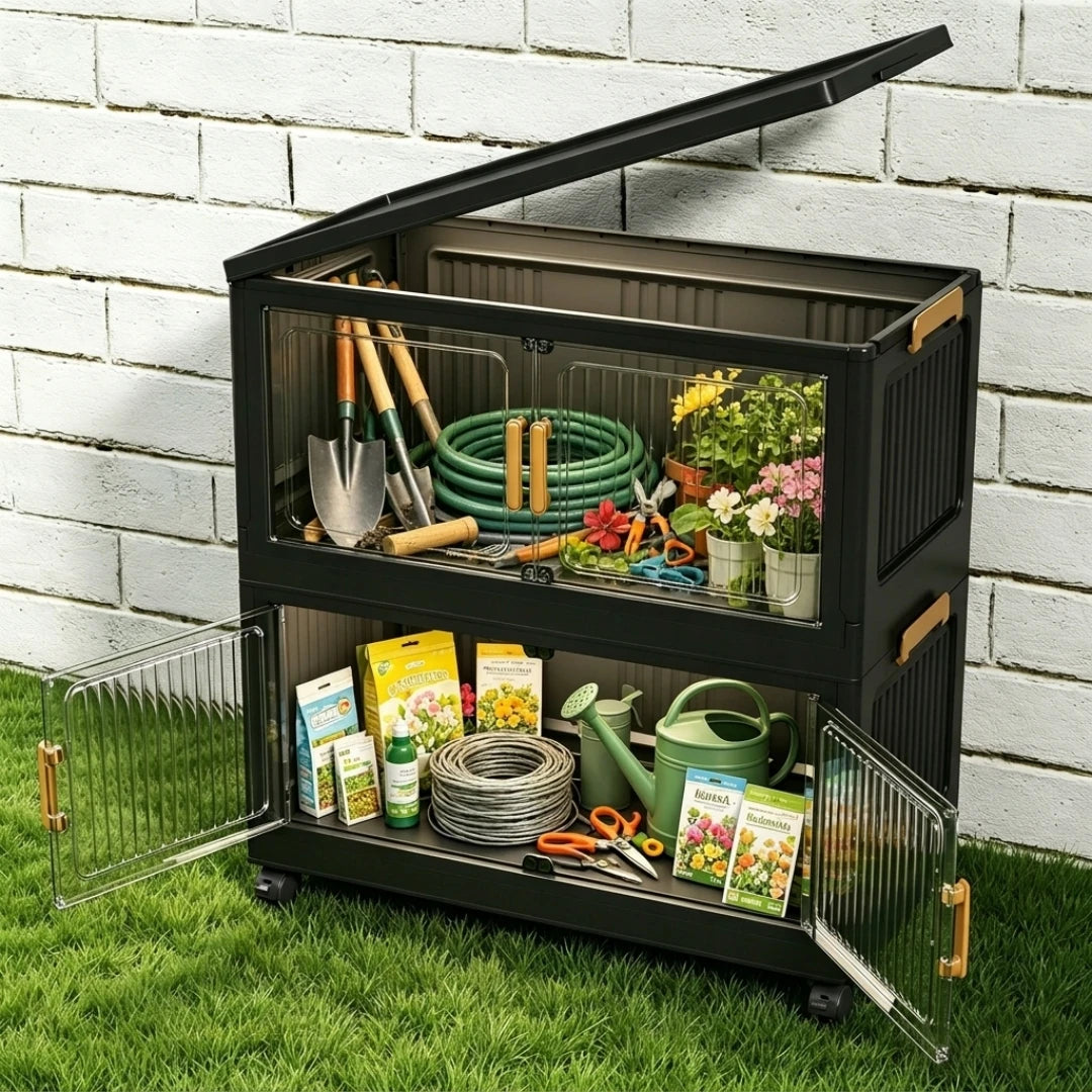 Waterproof Foldable Outdoor Storage Cabinet For Garden Tools With Locks