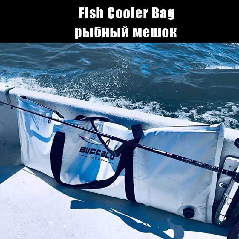 Insulated Fish Cooler Bag With Leakproof Drain Plug Kayak Fishing