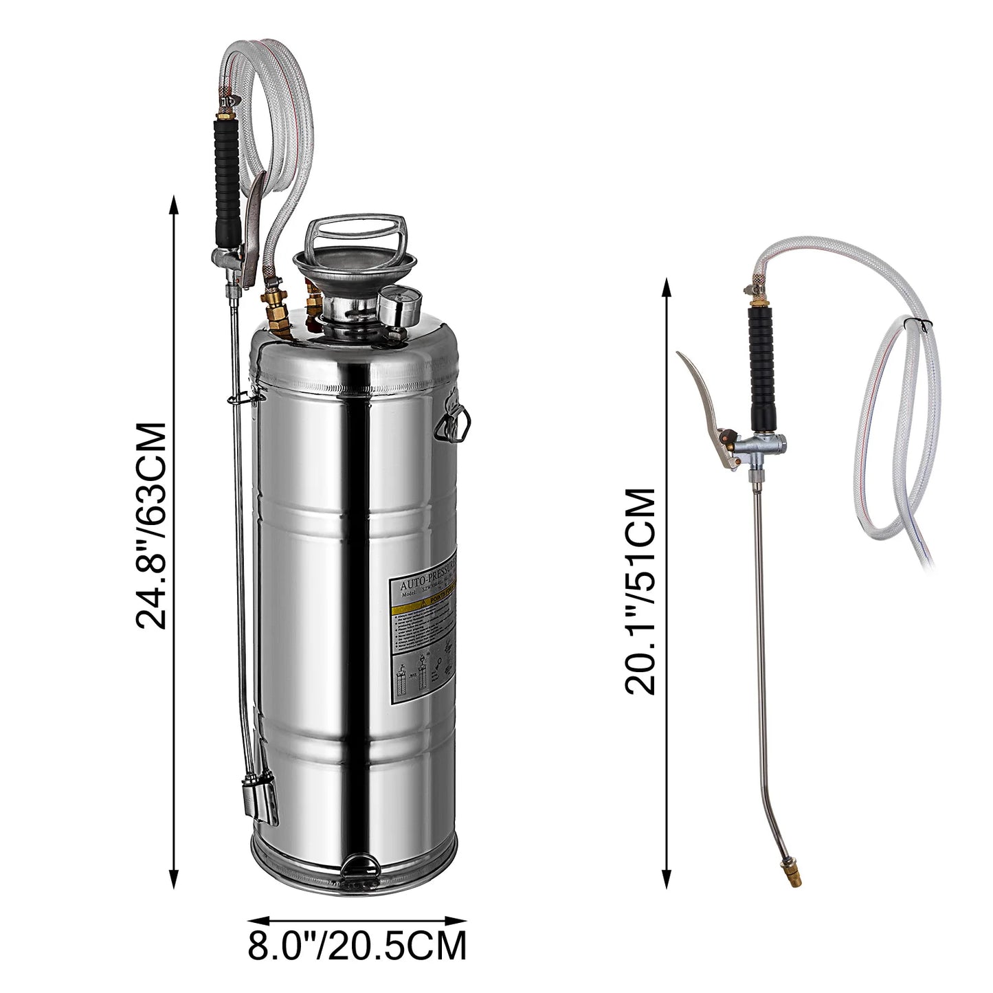 SucceBuy Stainless Steel Hand Powered Garden Sprayer Pump