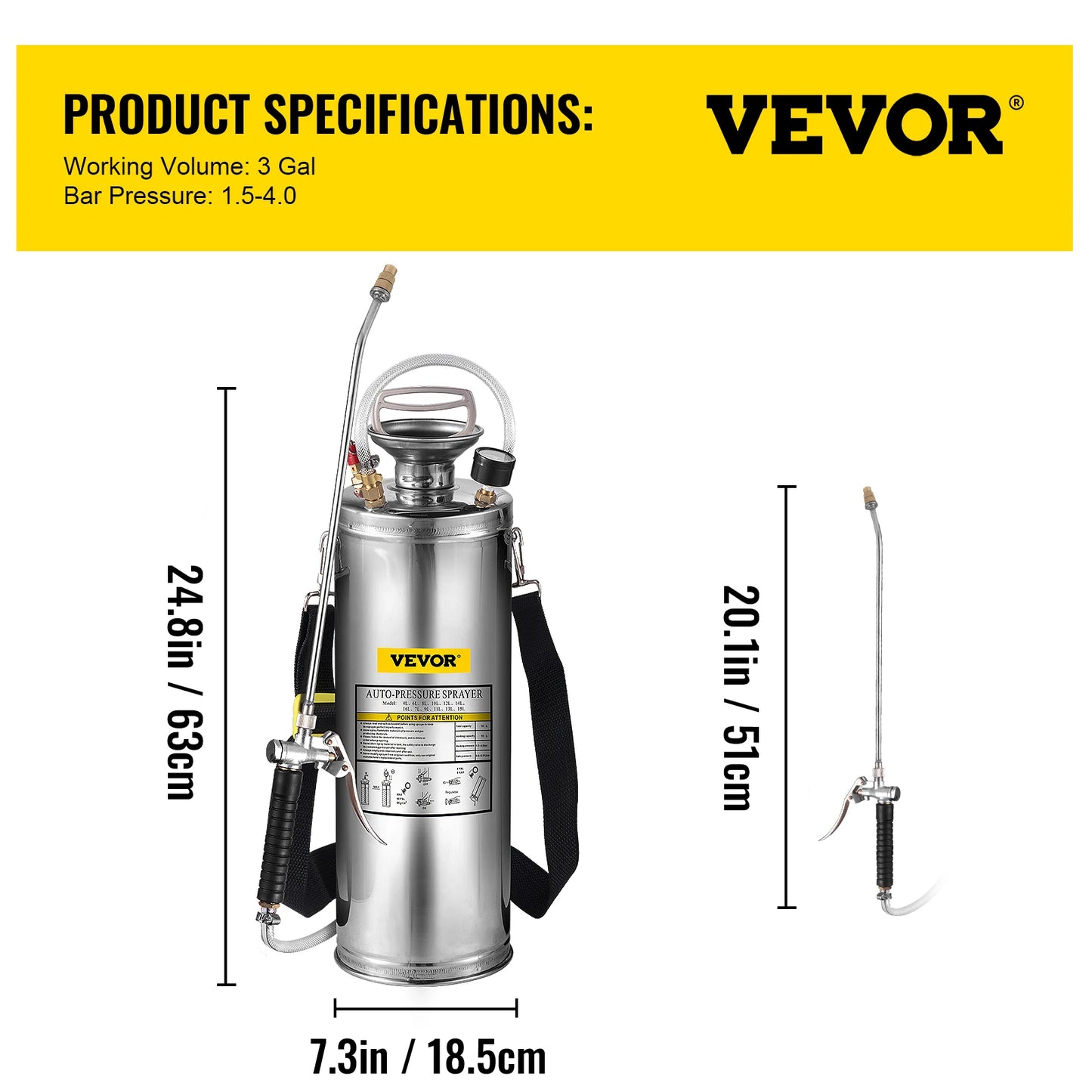 SucceBuy Stainless Steel Hand Powered Garden Sprayer Pump