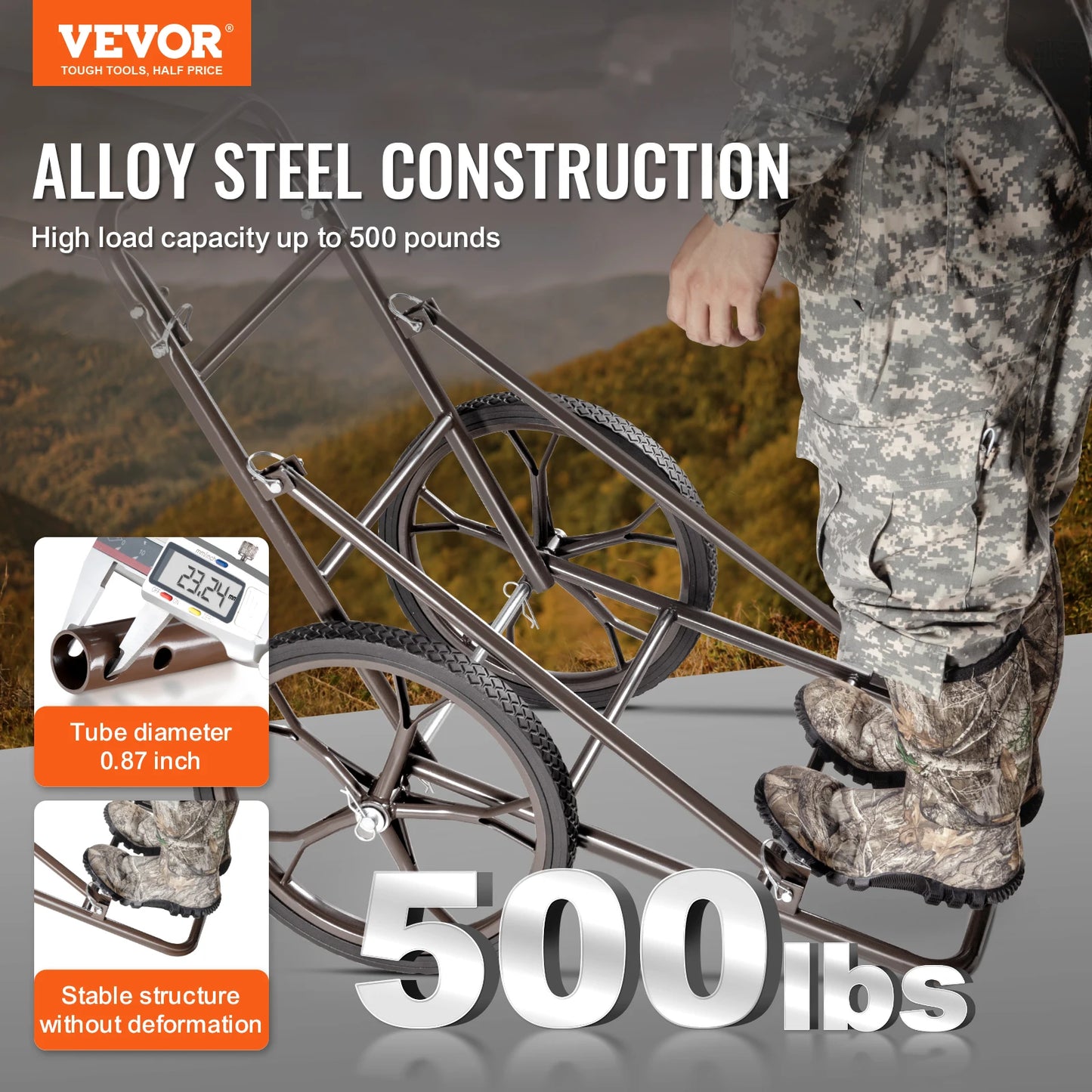 Heavy Duty Folding Deer Cart With 500 Lbs Hunting Hauler