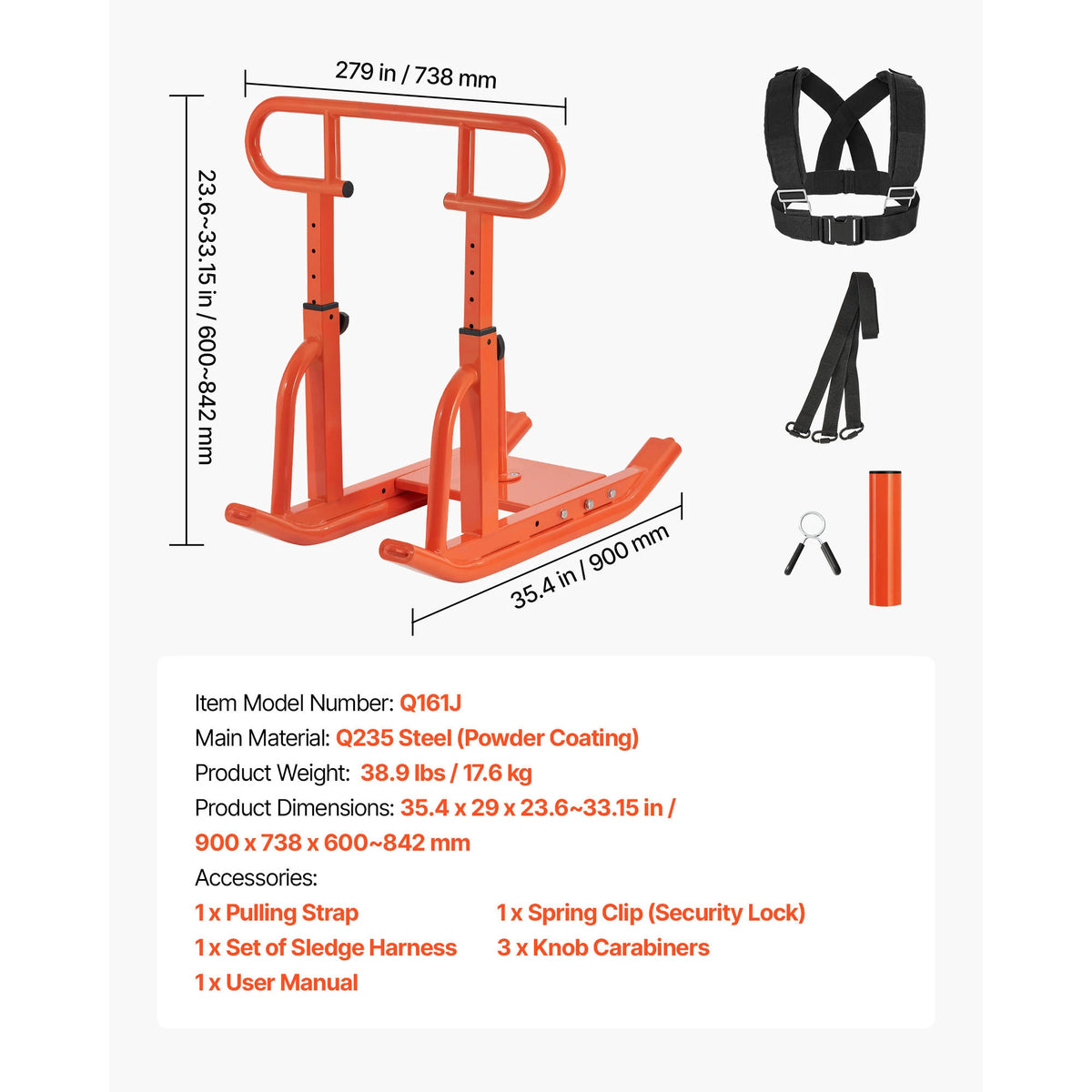 Steel Weight Sled With Handle For Fitness Training And Conditioning