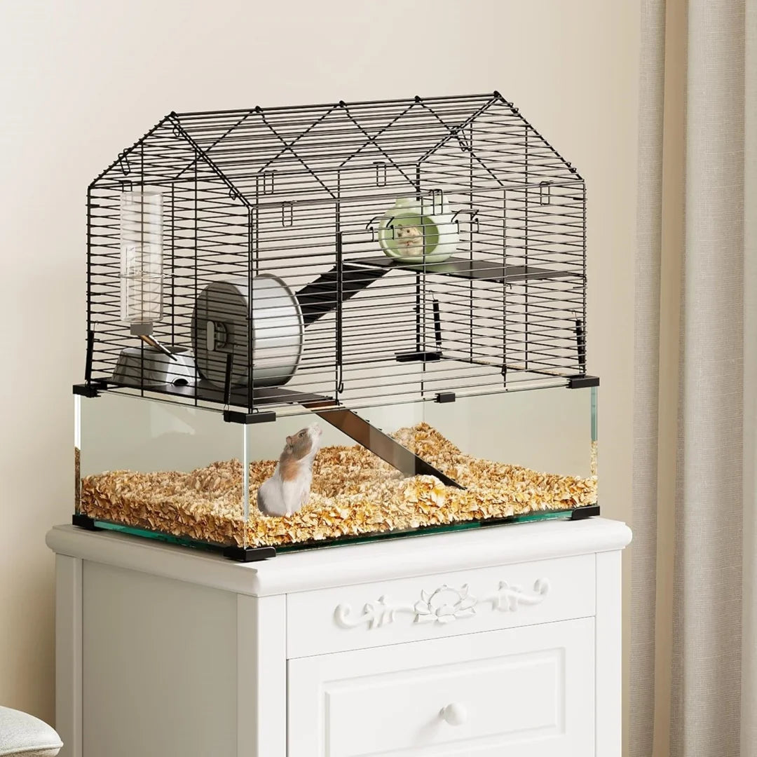 HiMISS Wire And Glass Small Animal Enclosure For Hamsters