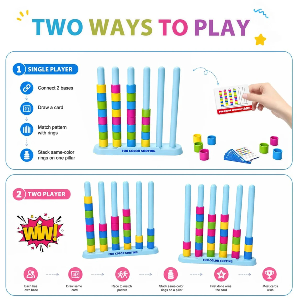 Color Stack Challenge Game Creative Matching Card Puzzle Toy