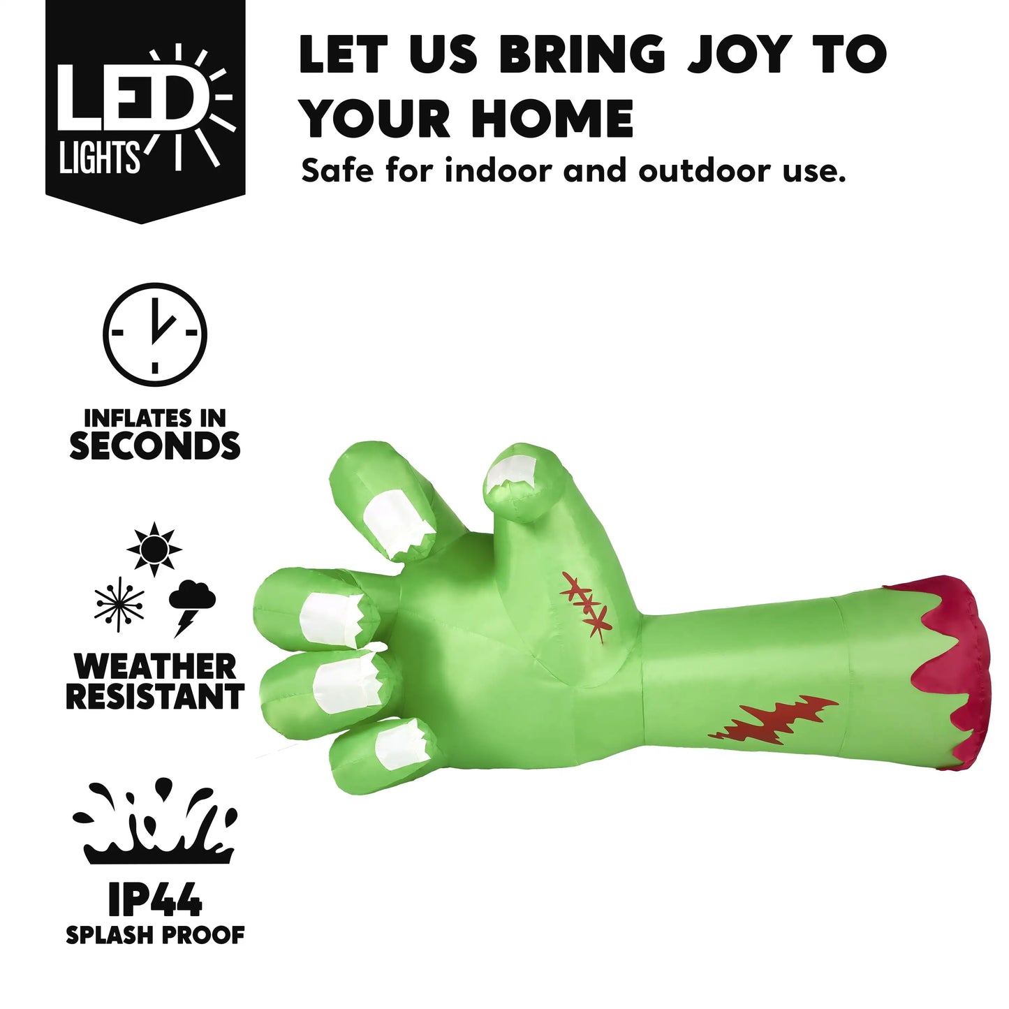 Joyfy Giant Zombie Arm Halloween Inflatable Outdoor LED Decoration