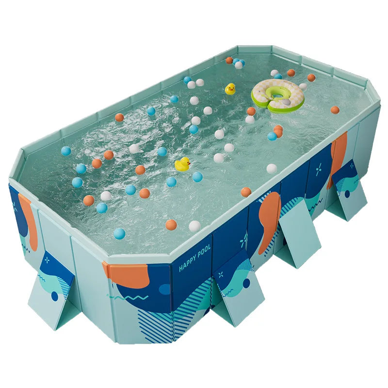 Available in 2.6m or 3m Size Foldable Large Rectangular Family Swimming Pool-Large Inflatable Pools Easy Setup Outdoor Above Ground Pool for Adults Kids Dogs Outdoor Garden Can hold sand,toys