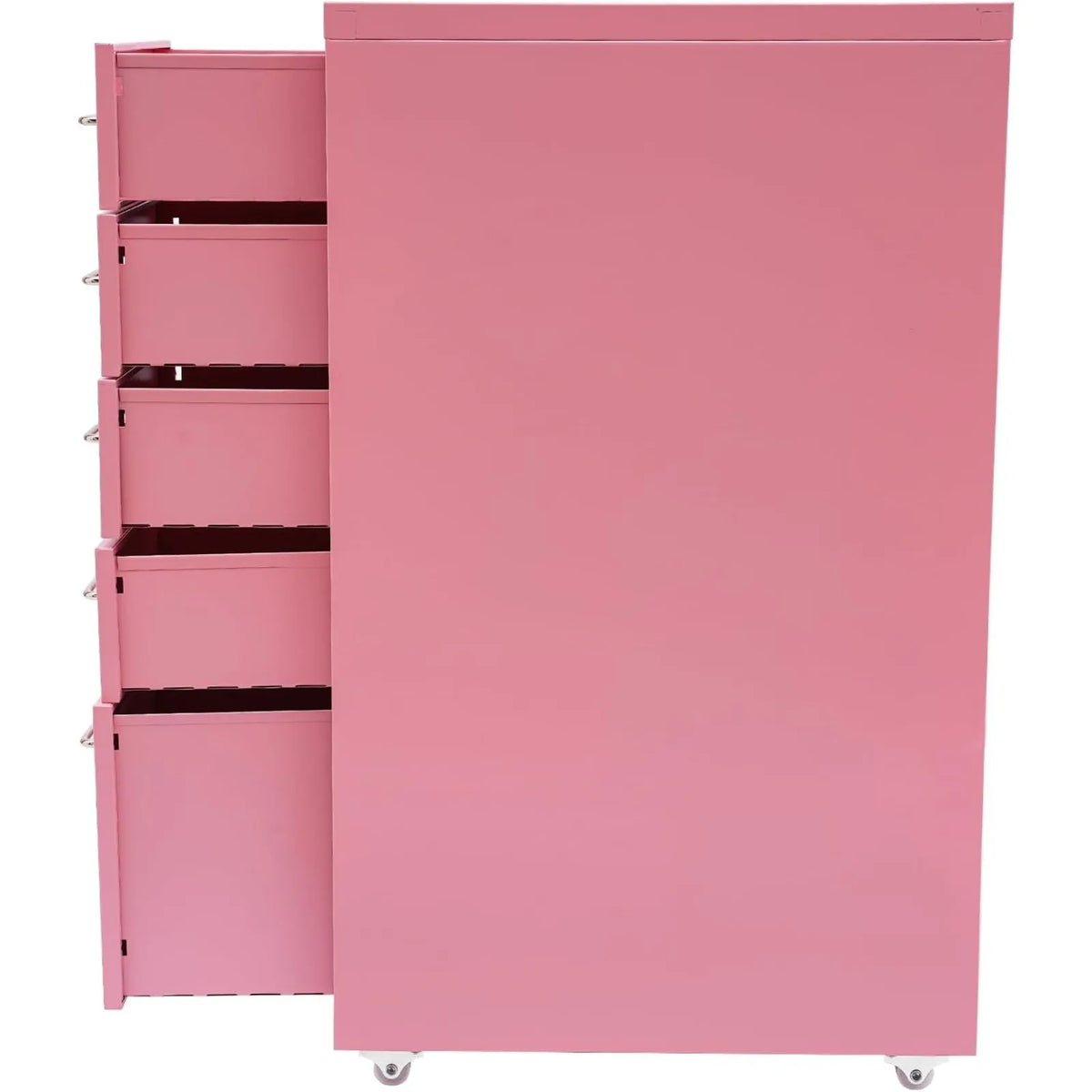 Metal File Storage Cabinet With Five Drawers And Rolling Casters