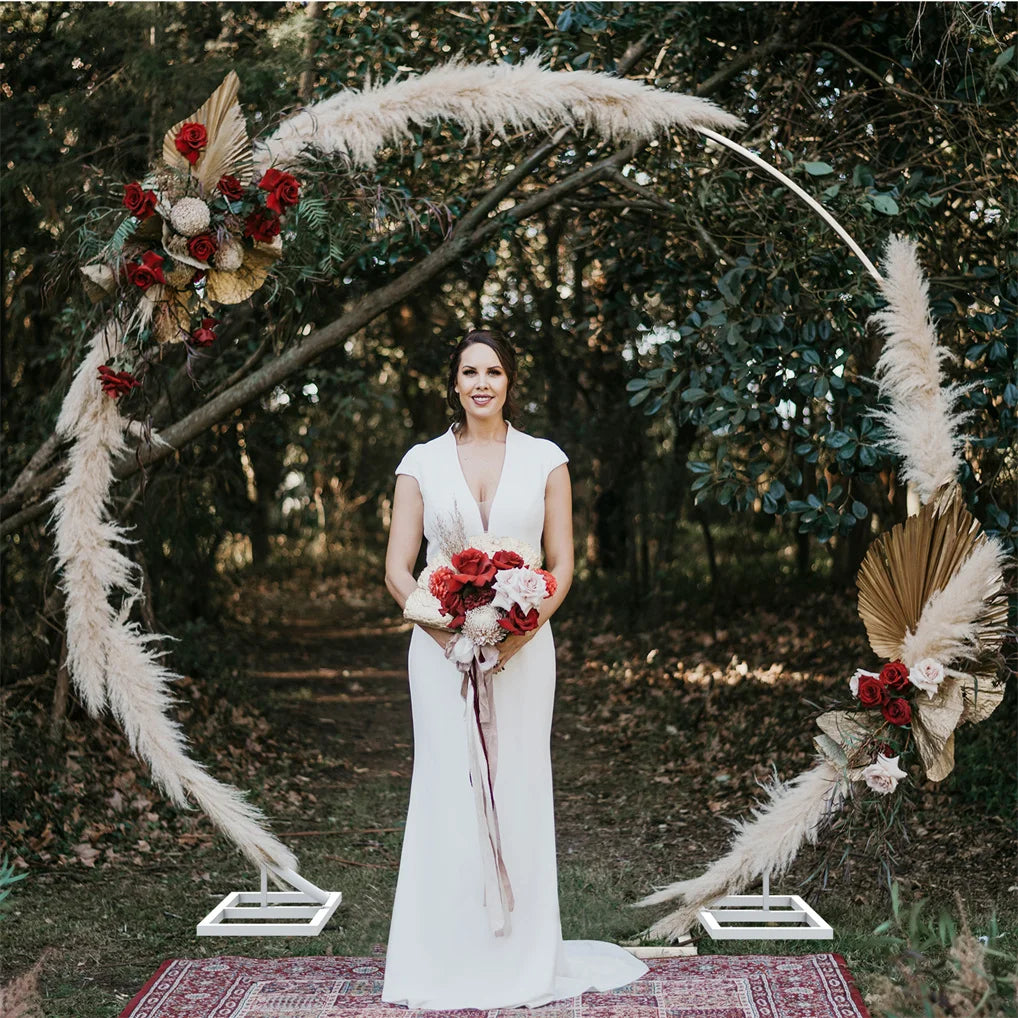 Round Metal Wedding Arch Backdrop Flower Garland Party Frame