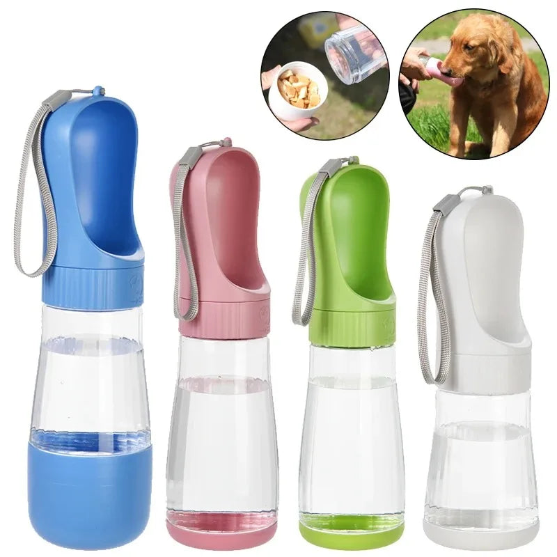 Portable Dog Water Bottle With Integrated Food Container For Pets