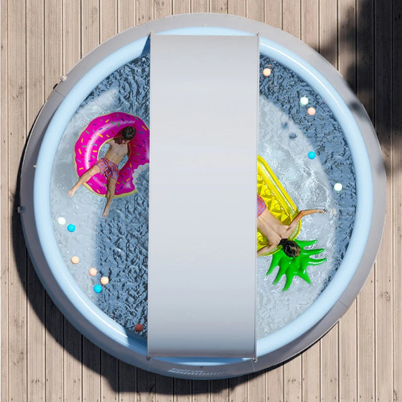 Outdoor Inflatable Swimming Pool Large Foldable Frame Pools for Family Thickened Wear-Resistant Outdoor Party Non-Inflatable Water Games 141 in*29.9in