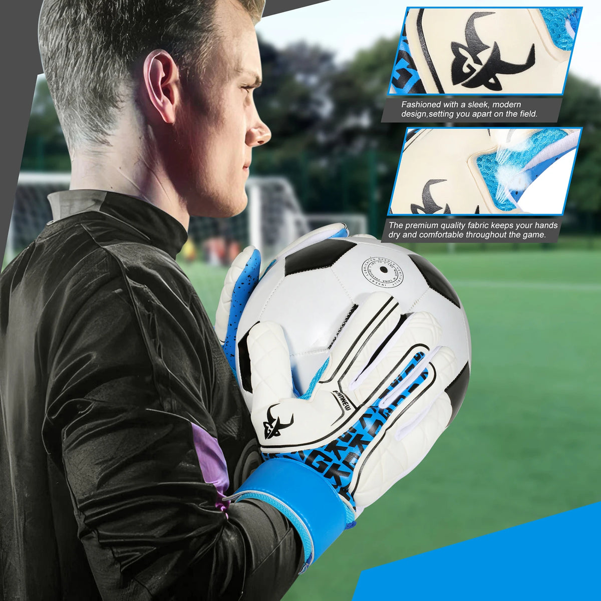 GKHMNEW Premium Knit Palm Soccer Goalkeeper Gloves
