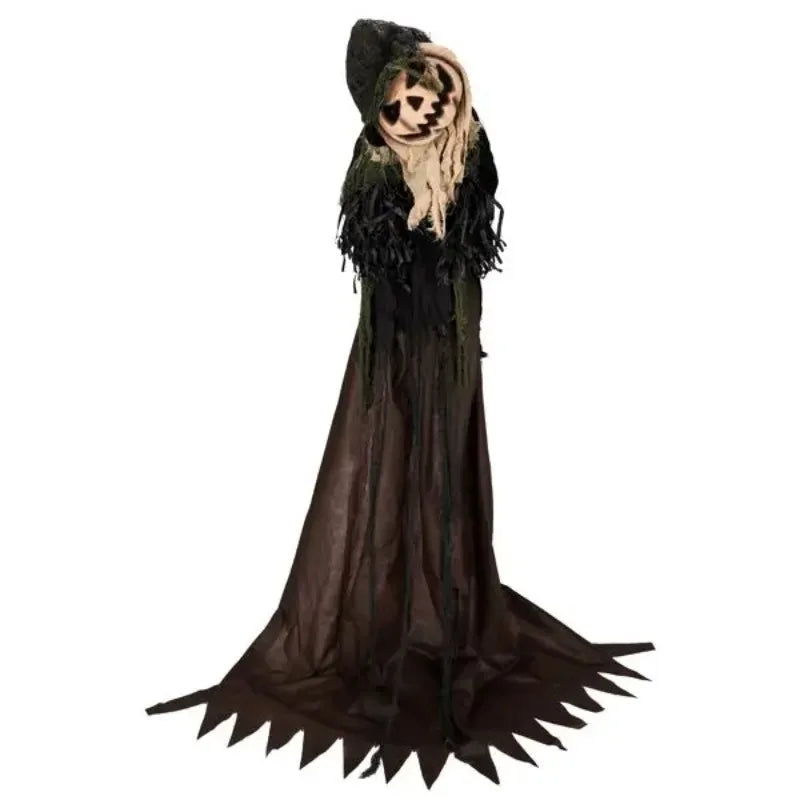 Outdoor Animatronic Wizard With Pumpkin Face Sound Activated Halloween Prop