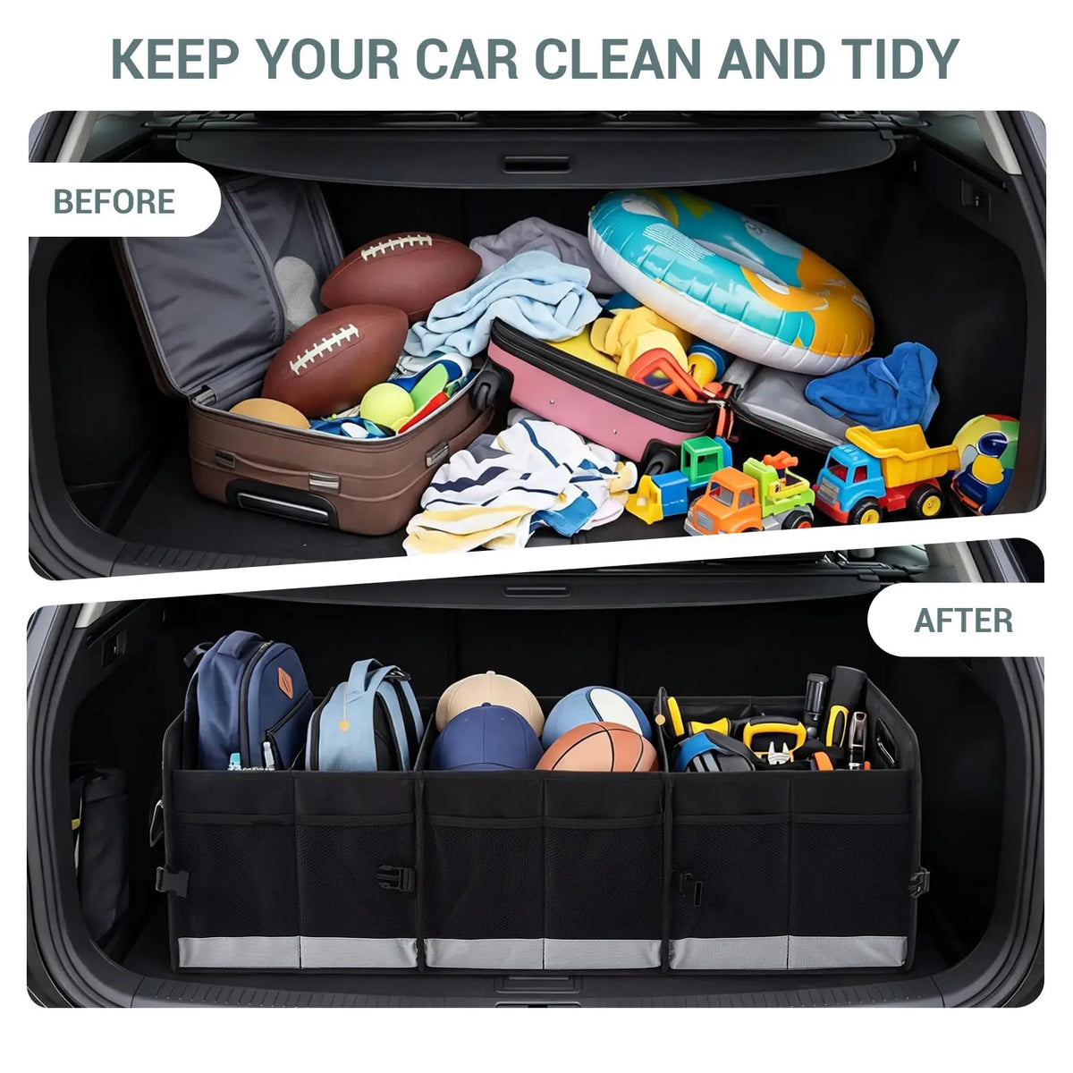 HiMISS Foldable Car Trunk Organizer With Lid And Handle
