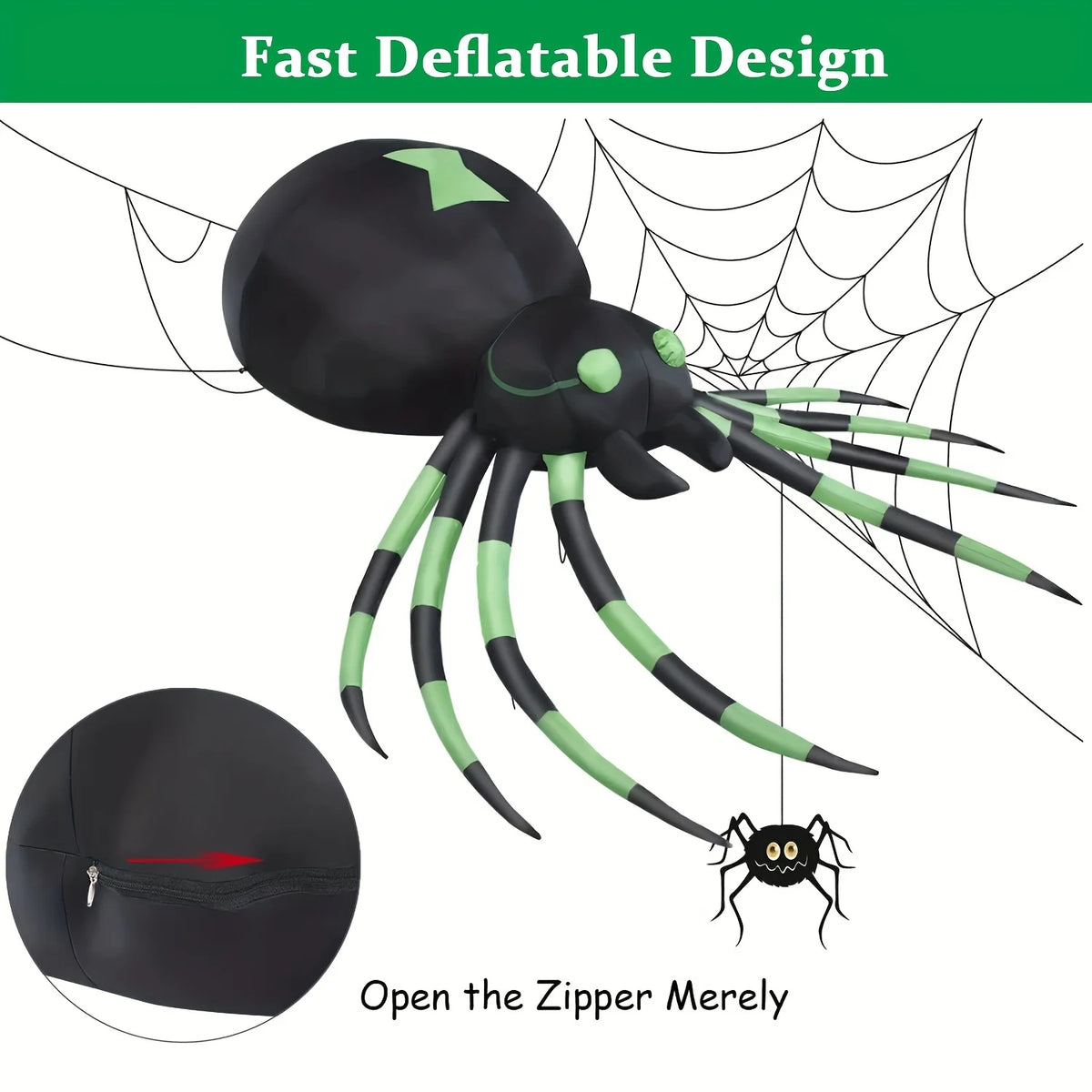 LED Glowing Inflatable Spider Outdoor Halloween Yard Decor