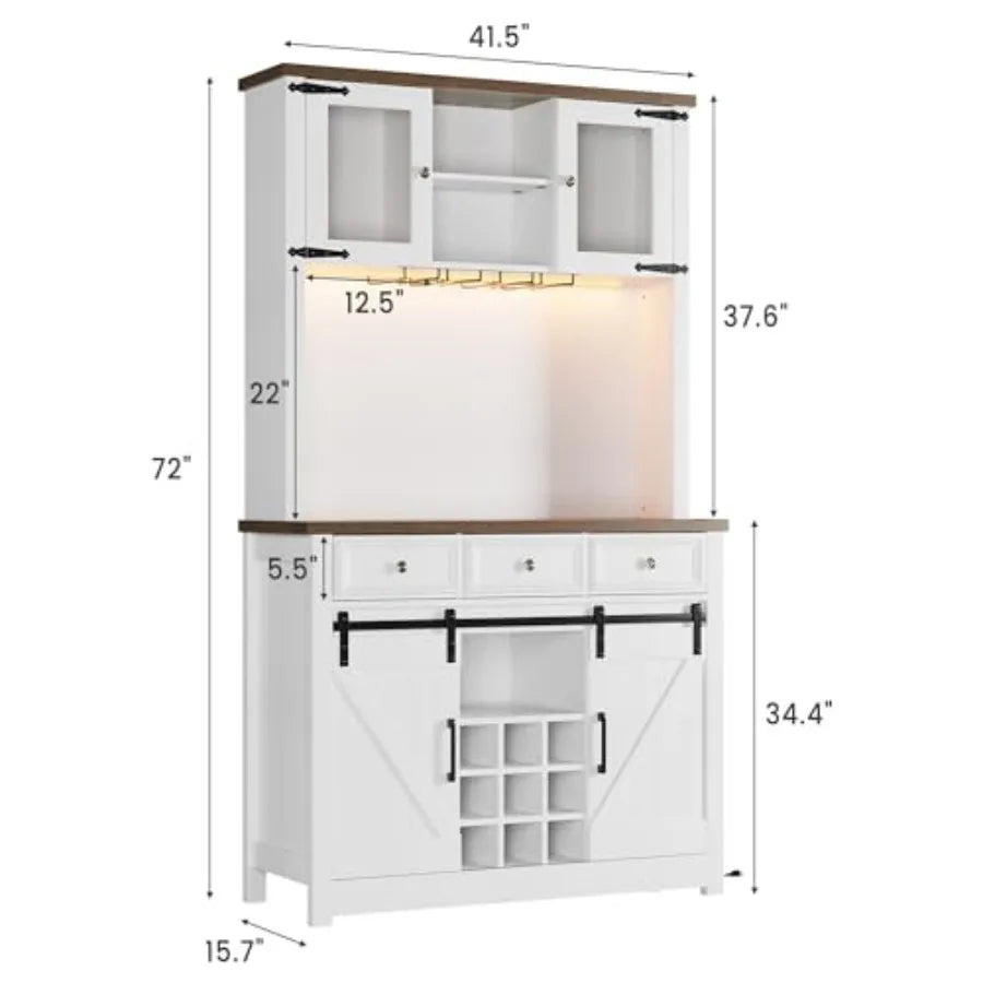 Wooden Coffee Bar Cabinet For Kitchen Buffet Wine Storage Hutch