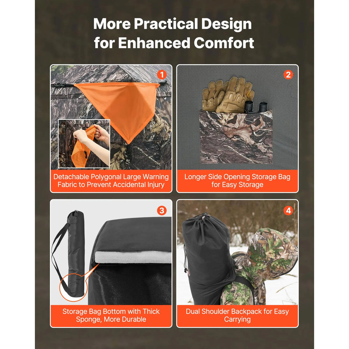 SucceBuy Ground Hunting Blind With Silent Door And Carry Bag