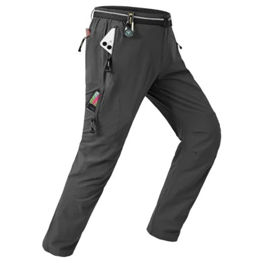 TBMPOY Men's Lightweight Hiking Pants with Belt 5 Zip Pockets Waterproof Quick-Dry Travel Fishing Work Outdoor Pants