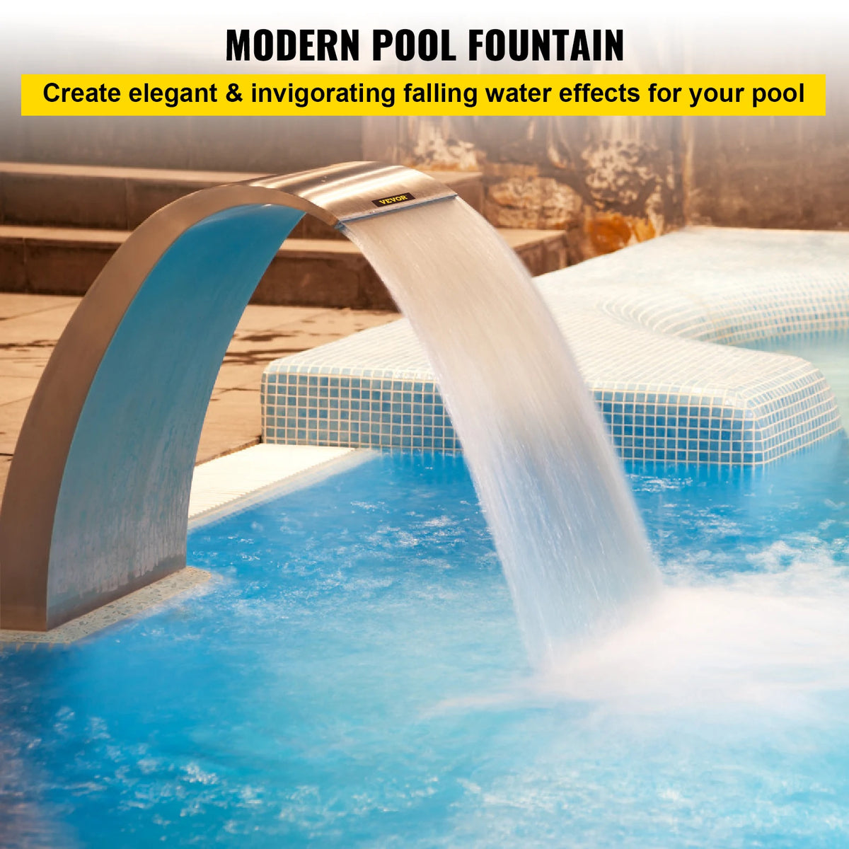 SucceBuy Stainless Steel Pool Fountain Waterfall For Garden Pond