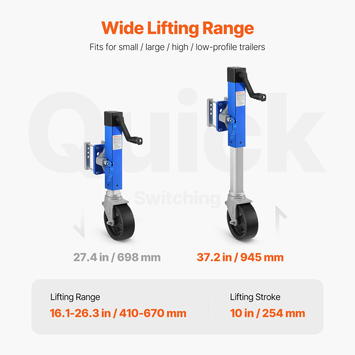 1600lb Heavy Duty Sidewind Trailer Jack With Handle