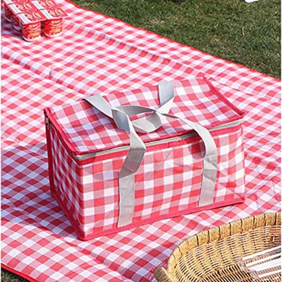 Insulated Picnic Cooler Bag - Zippe Top, Keeps Hot or Cold - Perfect for Picnics, Beach, Food Delivery and Outdoor 13.8x7.9x7.9