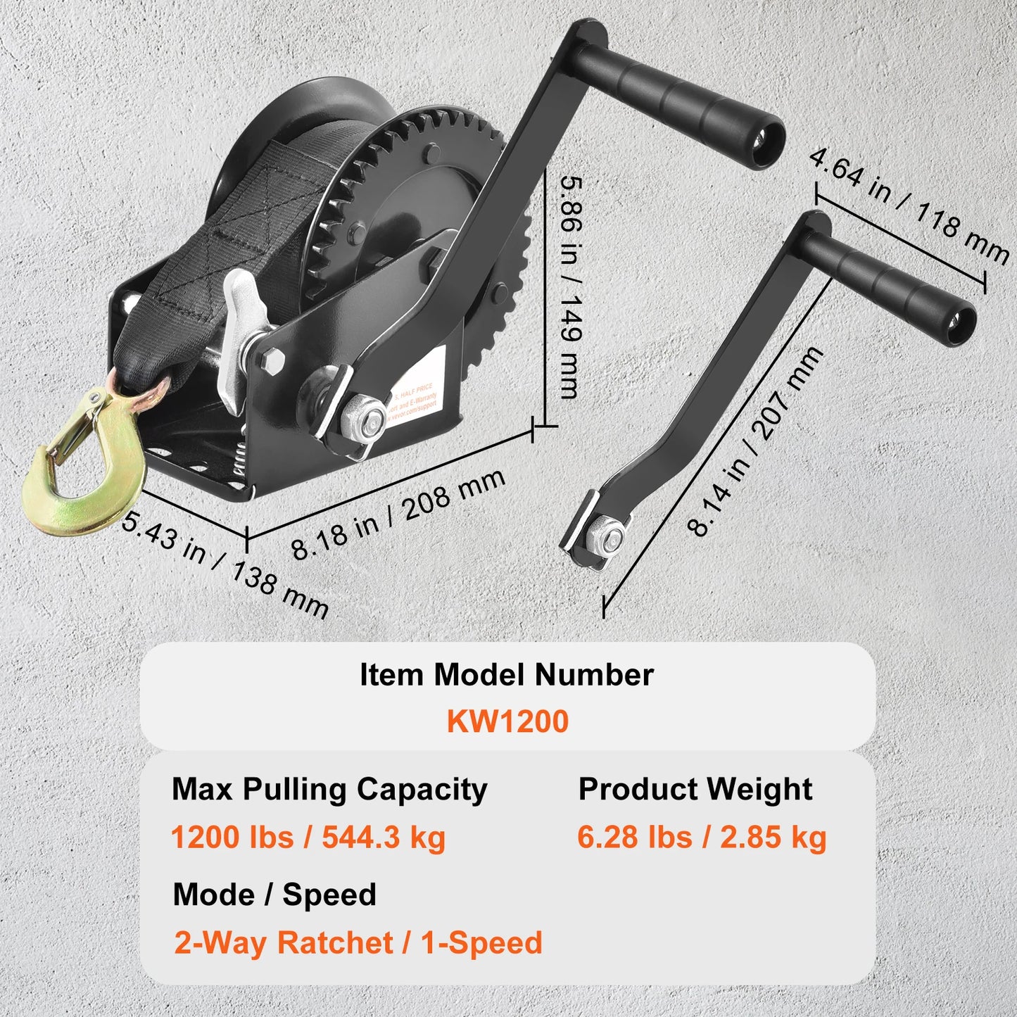 Succebuy Heavy Duty Manual Boat Trailer Winch With Ratchet Strap