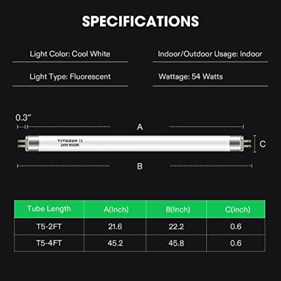T5 Fluorescent Grow Light Bulbs High Output Tube Lamp