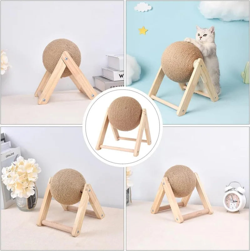 Interactive Sisal Cat Scratching Ball With Rope For Kittens