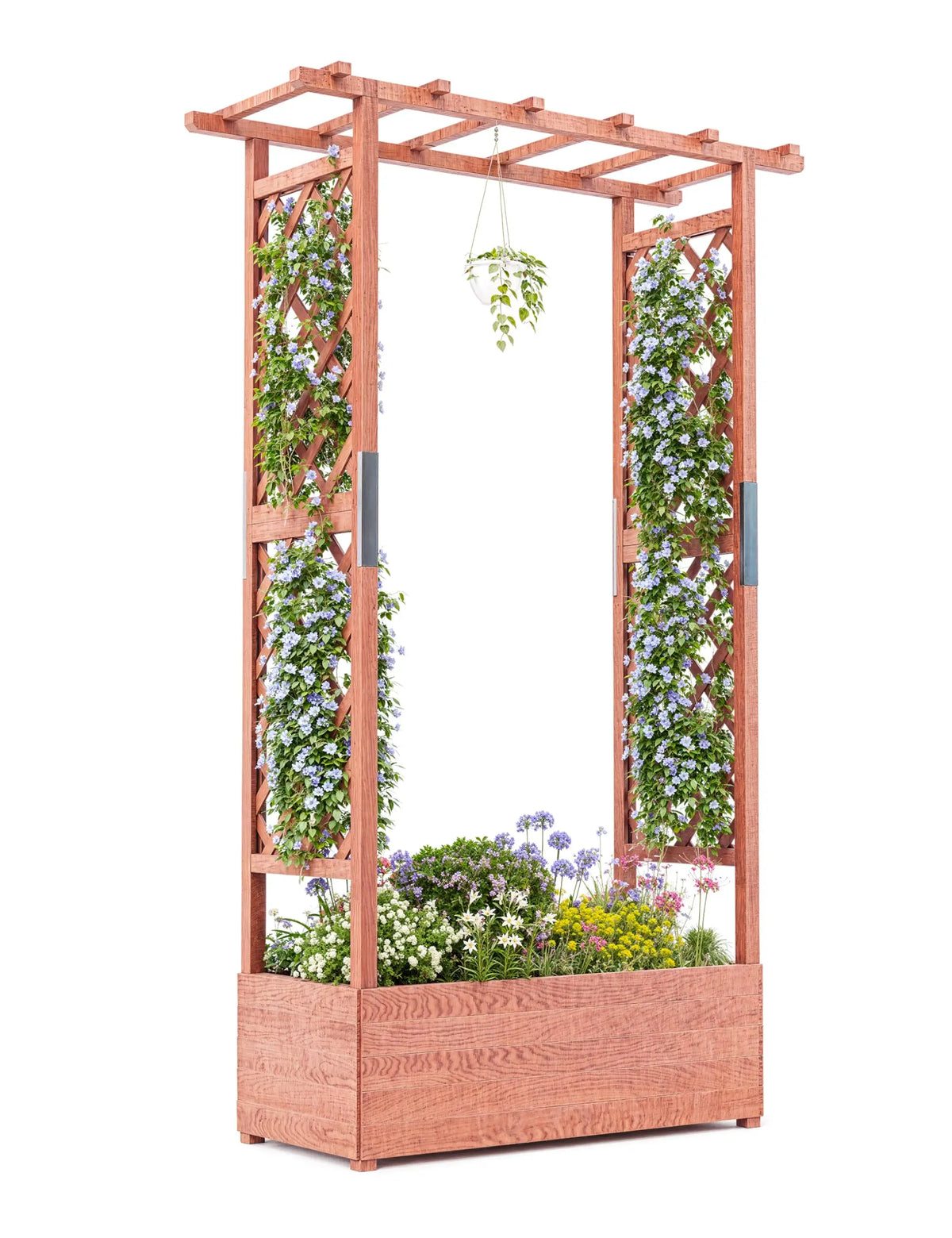 HiMISS Elevated Wooden Raised Garden Bed Trellis Planter